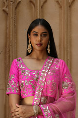 Hot Pink Raw Silk LehengaIMG_0777 copy